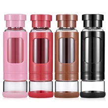 KAXIFEI Высококачественная 430 мл 520 мл портативная стеклянная бутылка для воды с чайным впрыскивателем бутылка для чая термостойкая переносная веревка