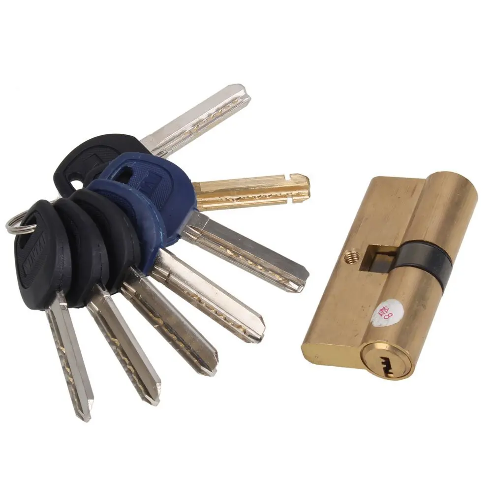 Limited Thumb Turn Euro Profile Cylinder Barrel 5 Pin Lock Brass Satin Nickel Finish 65mm(32.5x32.5mm) With 7 Keys