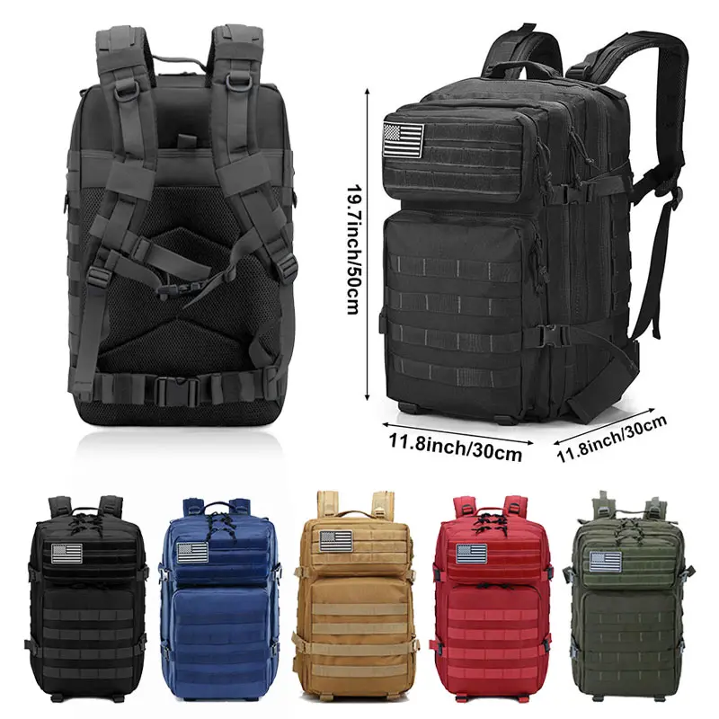 50L Capacity Military Tactical Backpack Men Army Large Bag Hiking Camping Rucksack Hunting Outdoor Waterproof Travel Backpack