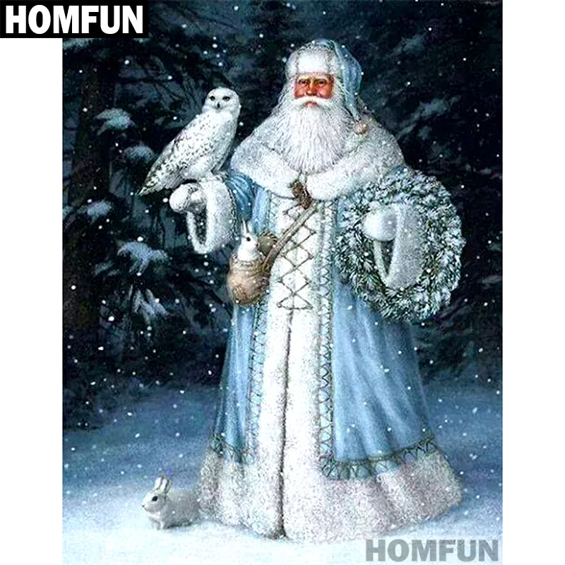 

HOMFUN Full Square/Round Drill 5D DIY Diamond Painting "Santa & owl" Embroidery Cross Stitch 5D Home Decor Gift A01292