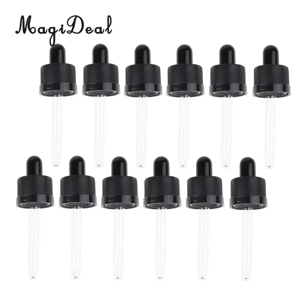 12pcs Tamper Seal Glass Eye Dropper Pipette Top for 15ml Refillable Empty Essential Oil Bottles Containers