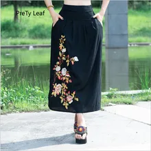 Вышитая конопляная национальная ветровая юбка