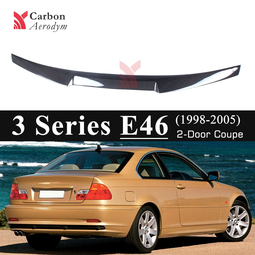 E46 настоящий карбоновый спойлер, глянцевый черный спойлер для BMW 3 серии, углеродное волокно M4, стильные крылья багажника, автомобильный Стайлинг 1998-2005