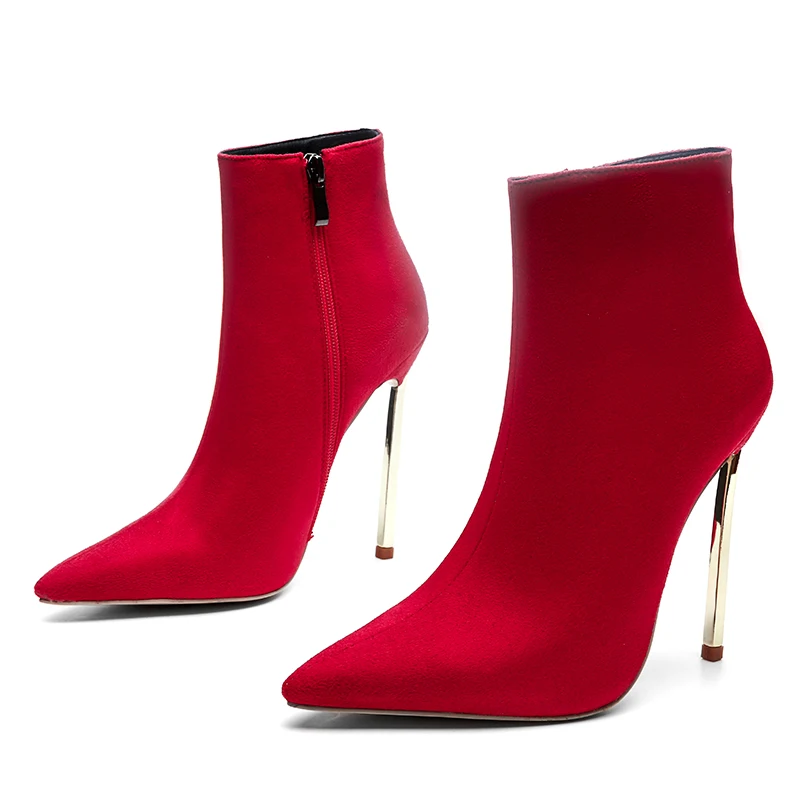WETKISS/ботильоны Для женщин ботинки; короткие плюшевые ботинки теплая обувь с острым носом Модная обувь на высоком каблуке Ботильоны на каблуке на молнии; Новая женская обувь