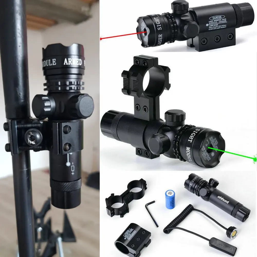 

Tactical Hunting Shooting Green / Red Laser Sight Scope Riflescope for Rifle Scope Rail Barrel Mount w/ Remote Pressure Switch