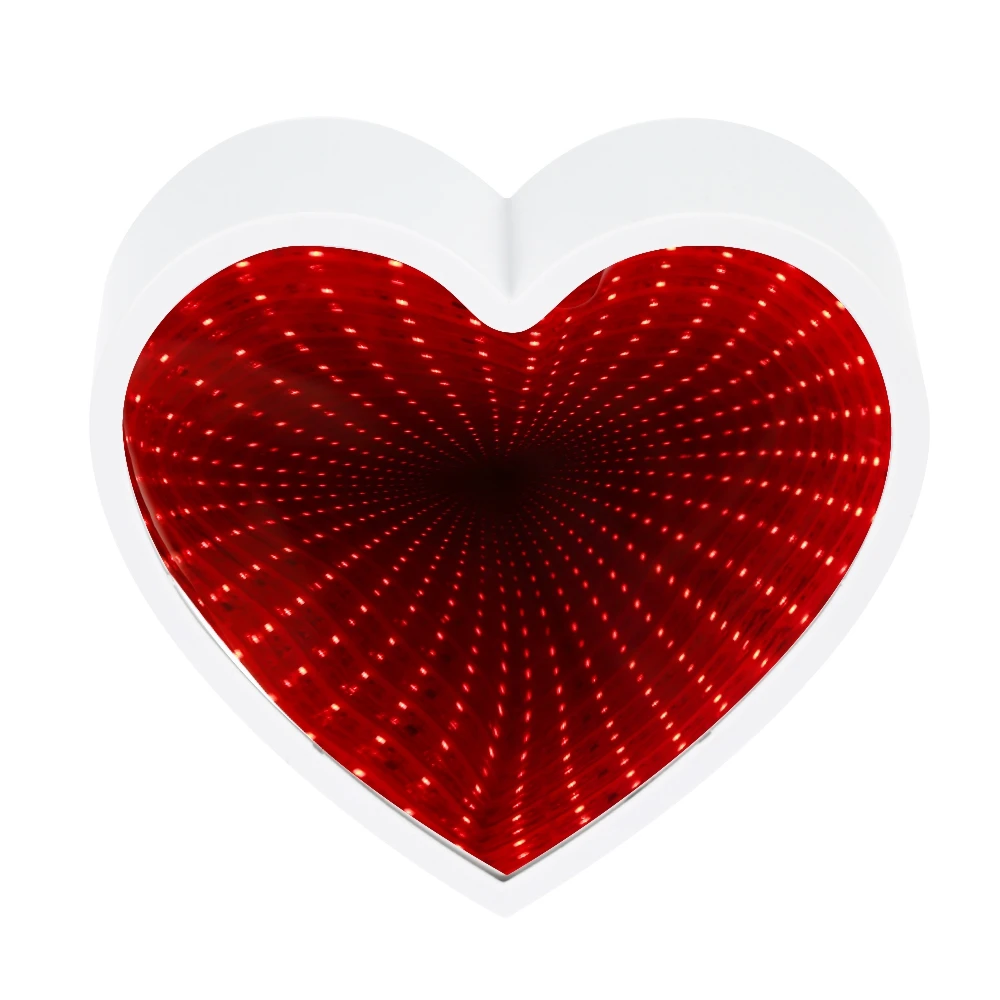 

Creative Heart Shaped LED Tunnel Lamp Infinity Mirror Night Lights Indoor Decor Atmosphere Light Luminaria 3D Wall Table Lamp
