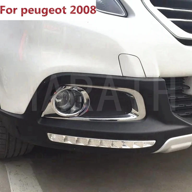 

For Peugeot 2008 2014 2pcs ABS Chrome Car Front Foglight Lamp Cover Trim Shade Protectors Decoration Accessories
