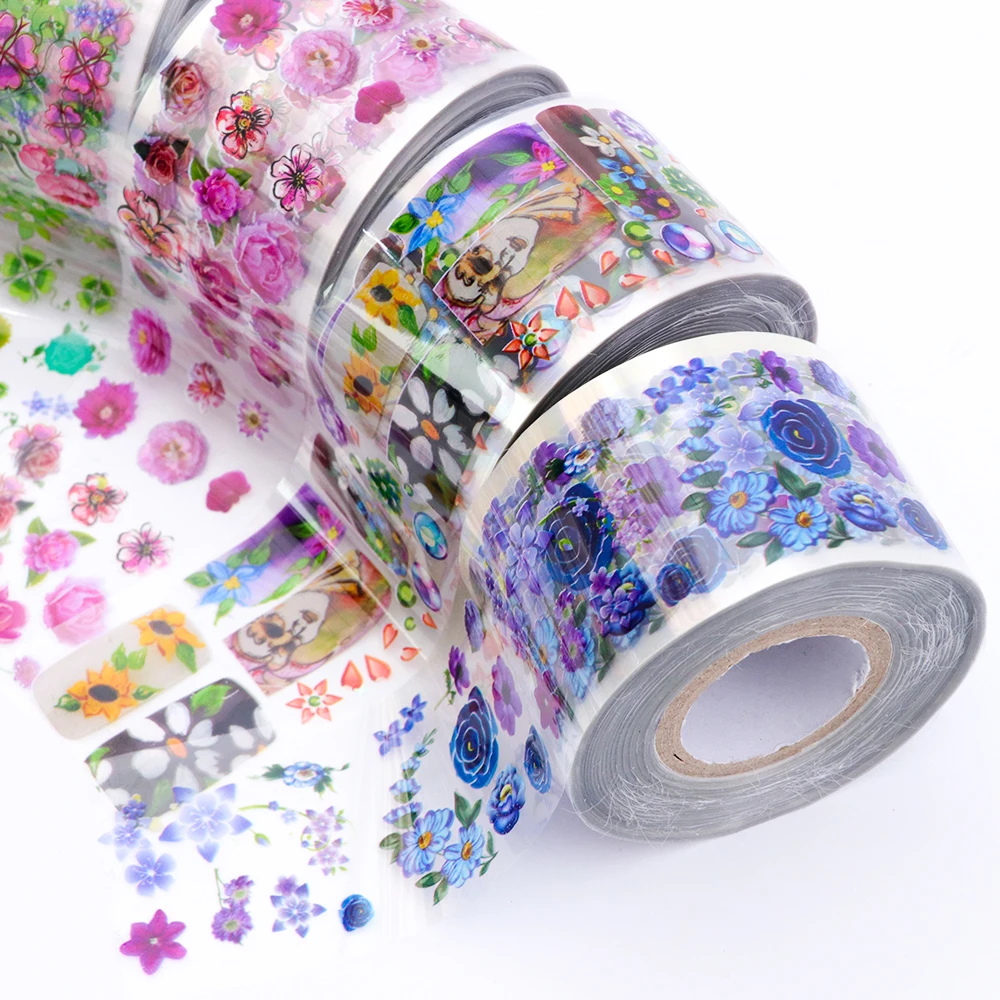 

8 Rolls Flower Nail Foil Set 3.8*120m Transparent Mix Color Transfer Sticker Set Manicure Nail Art Decals Decoration Kit SA690