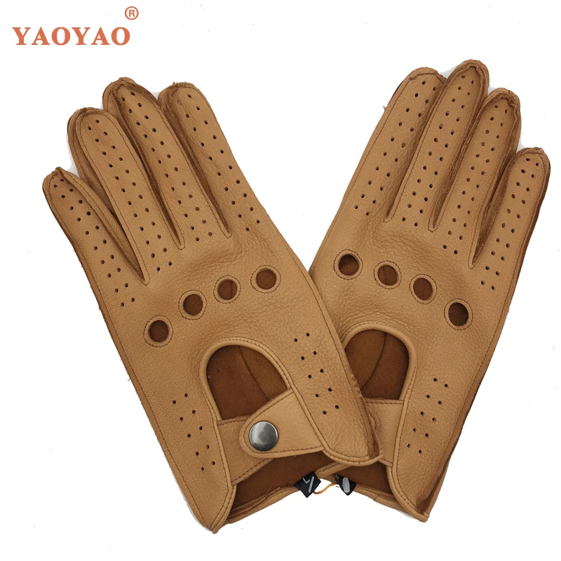 Men/'s Driving Leather Gloves Deerskin Car Gloves Black Beige Brown Tan