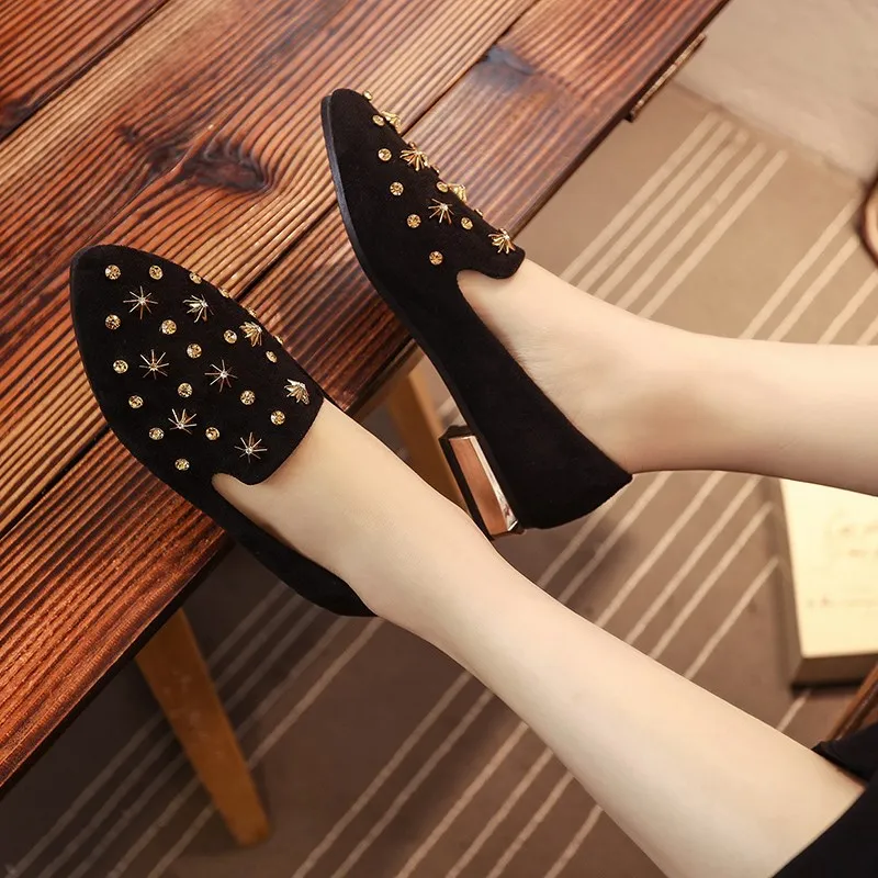 Mujer Confortable A Chaussures Plat Lady Bout Mignon Noir Pointu b Casual Brun Femmes Rivet Zapatos Cool c B3290 Cresfimix e d De ZSwxqTnE