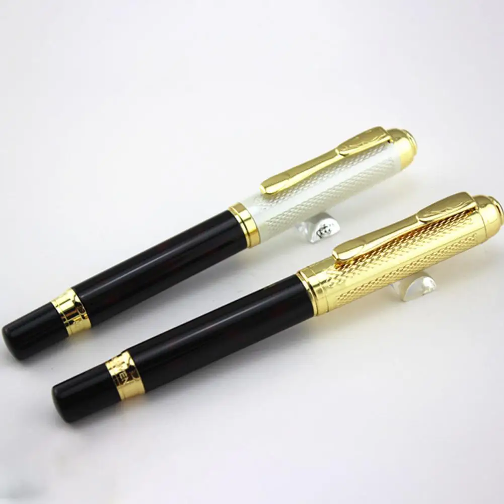 

None WEN 821 Luxury Agate Red Metal Pen White/Gold Netted Cap Roller Ball Pen with Golden Clip Business Office Stationery r20