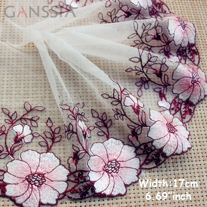 1Yard/lot Width 17cm Exquisite light pink lotus lace Sewing