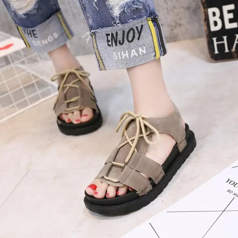 

Thick bottom Sport Sandals Women Summer Slip On Shoes Peep-toe Flat Shoes Roman Sandals Beach Mujer Sandalias 2019 New Hot Sale