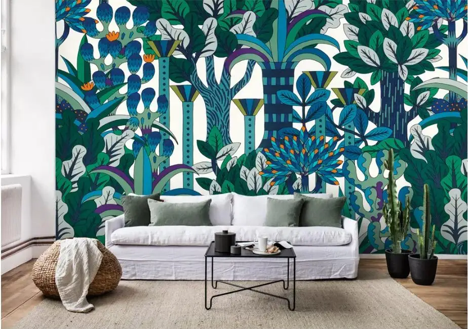 Waliicorners Custom 3D Mural Wallpaper European Hand Painted abstract rainforest plant wallpaper mural background wall 3d Wallpaper 10 QQ20180925142354