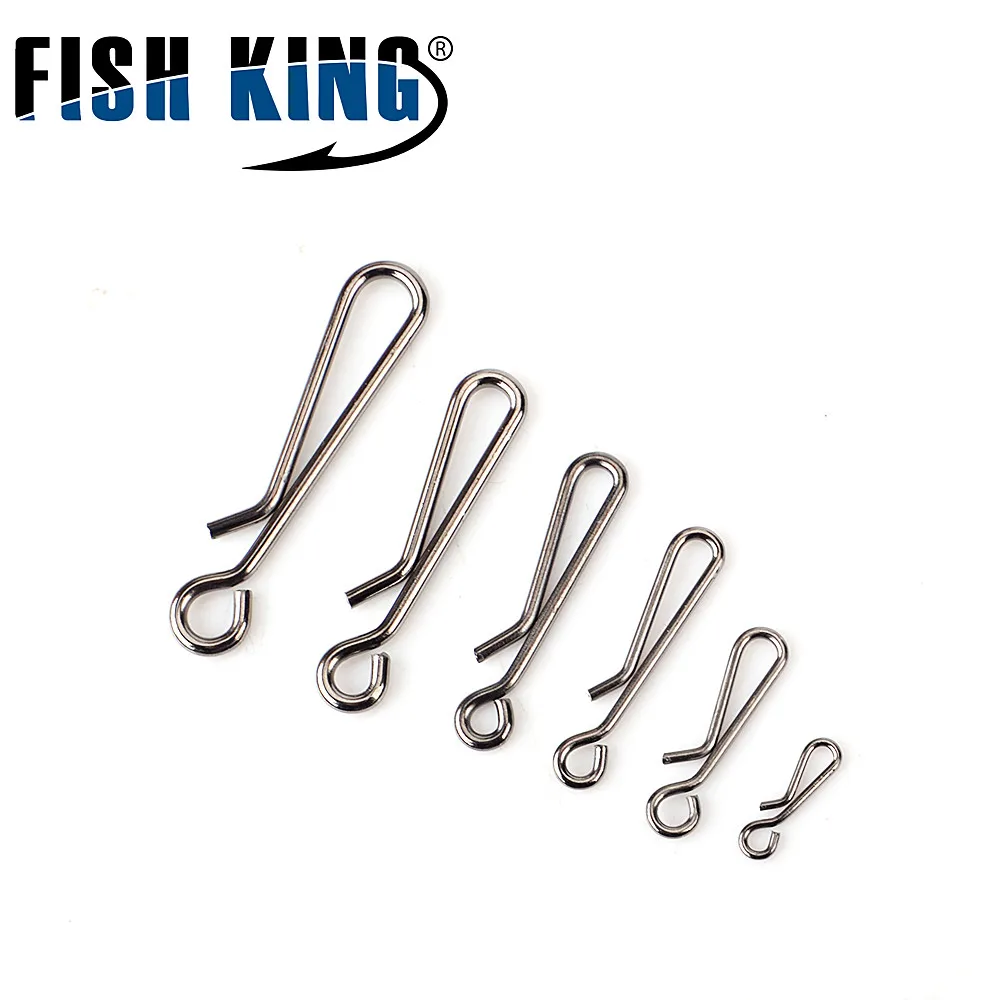 FISH KING 5 pièces/lot 0 #1 #2 #3 #4 #5 #6 # acier inoxydable pêche pivotant suspendus mousqueton leurre connecteur Terminal matériel de pêche