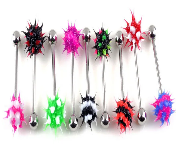 soft ball surgical steel Tongue ring body jewelry industrial piercing