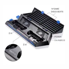 Все в 1 вертикальный стенд вентилятор охлаждения двойной зарядная Мощность станция компакт-диск для хранения sony PS4 консоли