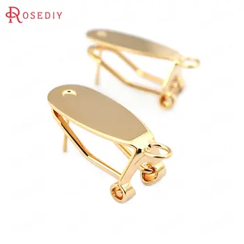 

(33715)10PCS 22*8.5MM 24K Gold Color Brass with Stick Trays Stud Earrings Clips High Quality Diy Jewelry Findings Accessories