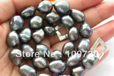 

Jewelry 001598 big 17" 16mm baroque black freshwater pearl necklace