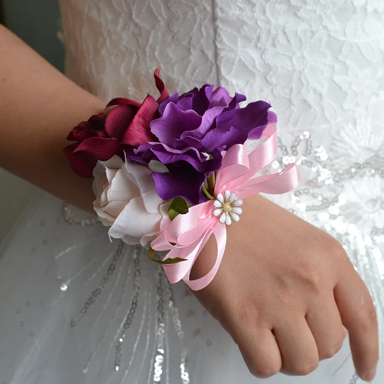 Wrist Flower Style 2 Kyunovia Свадебный Выпускной цветок на запястье браслет невеста, запястье, цветок жениха подружки невесты жениха бутоньерка свадебная бутоньерка FE14 - Цвет: Wrist Flower Style 2