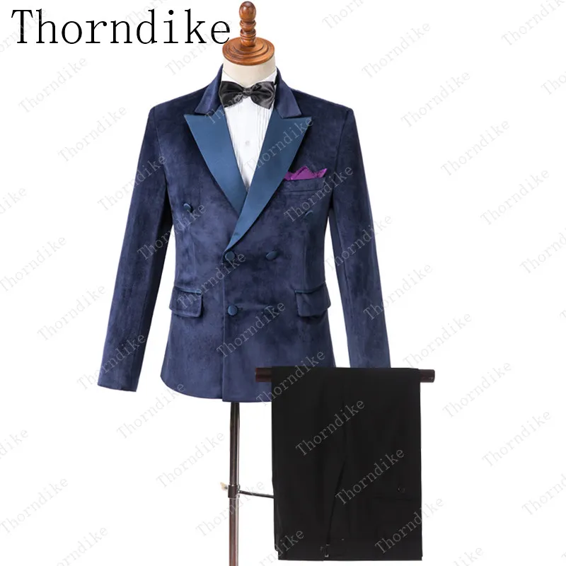 Thorndike мужские зеленые, фиолетовые, красные, синие, бордовые, черные бархатные костюмы с брюками, свадебные костюмы жениха, певцы, платья для выпускного вечера, костюм Homme