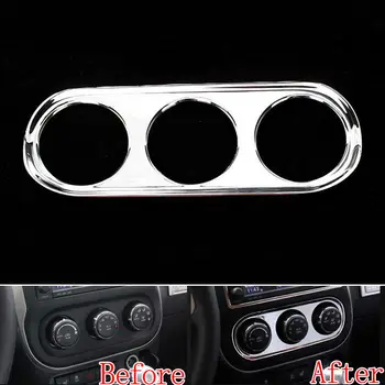 

BBQ@FUKA New Chrome ABS Car Air Condition Switch Button Panel Control Knob Cover Trim Frame Sticker fit for Jeep COMPASS 2011-15