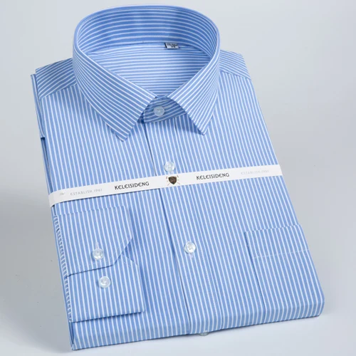 Мужская стандартная полосатая рубашка с длинным рукавом, с левым нагрудным карманом, деловые офисные рубашки, свободные рубашки - Цвет: GZ3818