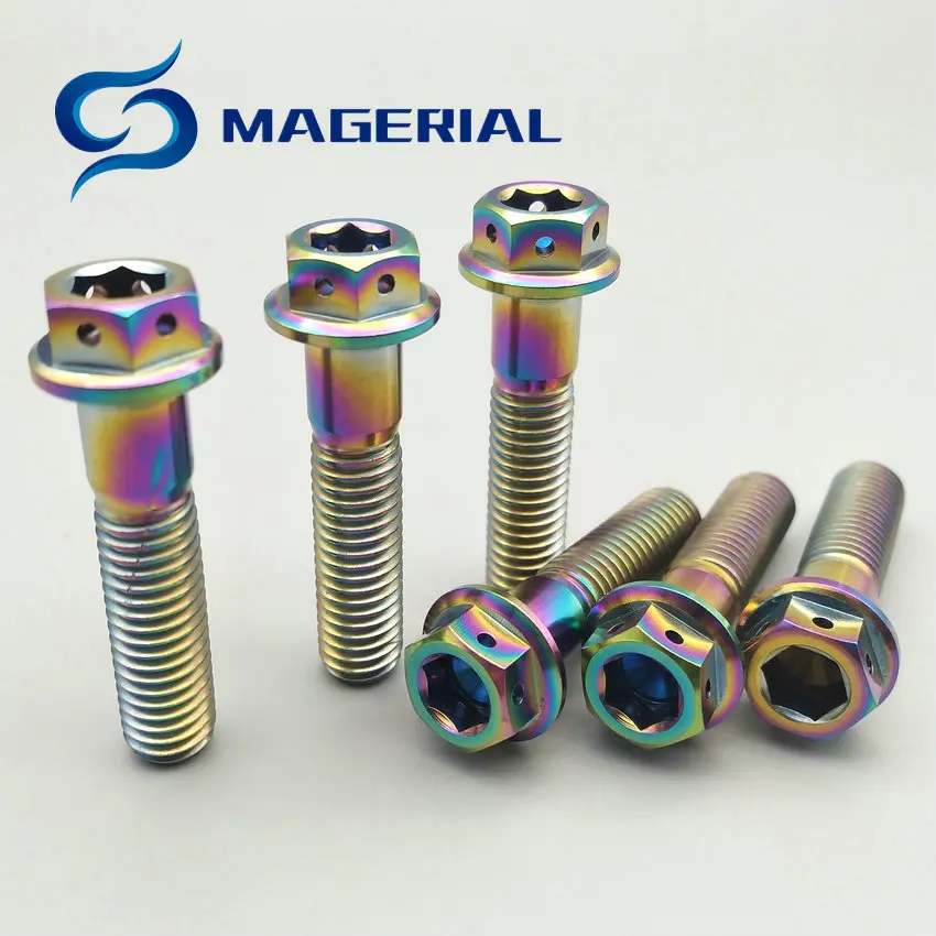 Титановые болты M6 M8x15mm-55mm DIY MTBHollow с фланцевой головкой внешний шестигранный мотоцикл хвост модификация Ti винты упаковка из 6 шт