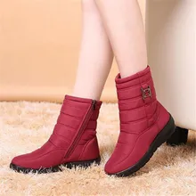 Große größe 35-42 Wasserdichte stiefel Schnee Winter rutschfeste Warme Mutter der stiefel Mutter schuhe Reißverschluss Schnalle licht Frauen Schuhe Botas
