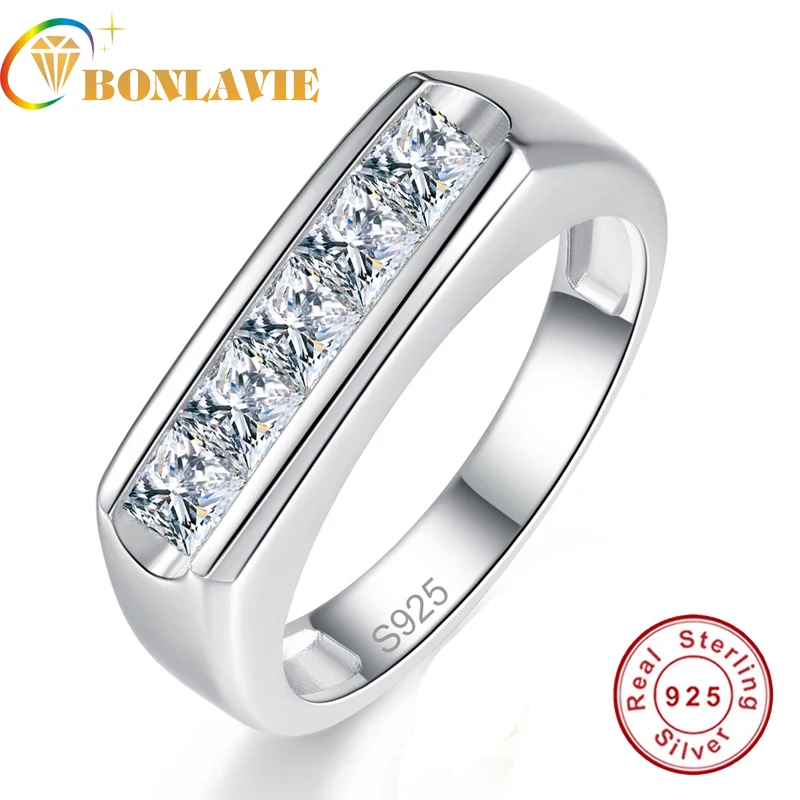 BONLAVIE простой стиль 925 пробы Серебряное кольцо ювелирные украшения 3*3 мм натуральный драгоценный камень мужское кольцо лучший подарок для мужчины с коробкой