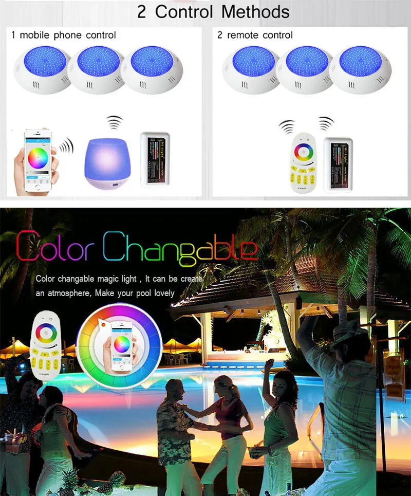 HOTOOK luces bajo el agua LED Wifi Piscina luz RGB 2,4g Kit de resina de Foco PAR56 Piscina lámpara con temporizador Dimmer App controlada