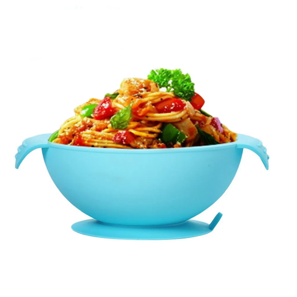 

Creative Baby Sucker Silicone Bowl With Cover Lid Anti-fall Children Integrated Plate Tray Feeding Tableware Solid Feeding Dish