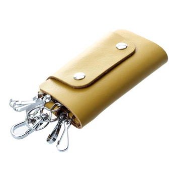 

Yellow Leather Car Keys Card Pack Bag