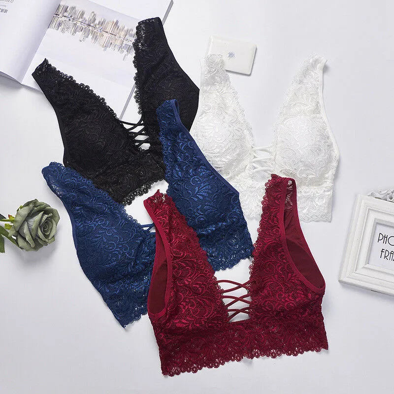 Сексуальный бюстгальтер Для женщин Lace Bralette одноцветное один размер Нижнее белье Беспроводной бесшовный бюстгальтер на подкладках Ультра