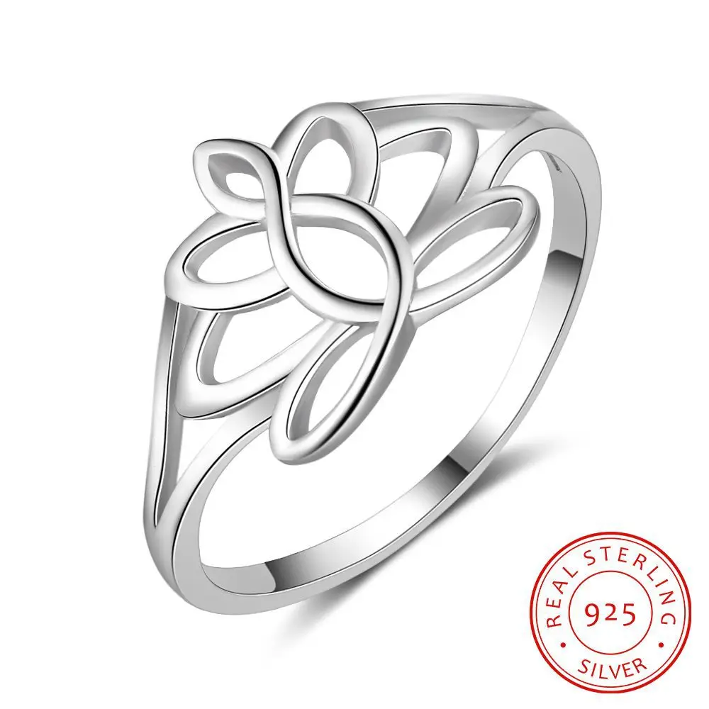 Простой 925 пробы серебряные цветочек дизайн кольцо из серебра 925 пробы украшения нежные кольца Для женщин Юбилей подарок для Для женщин Fine