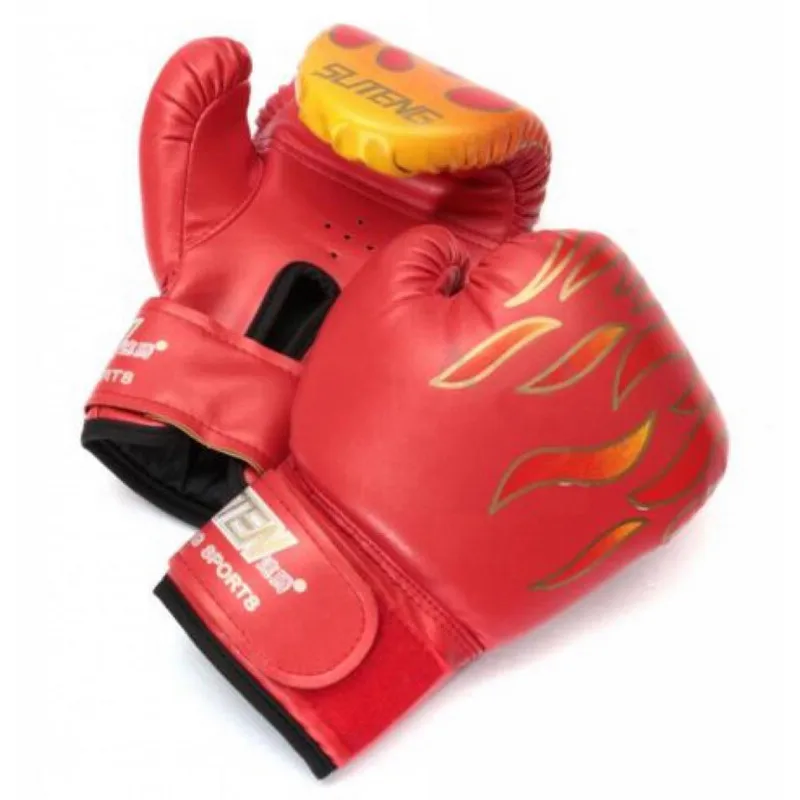 PU Leather Kids Children Flame Boxing Gloves Punch For Boy Beginner Sparring Training Mitts Gift
