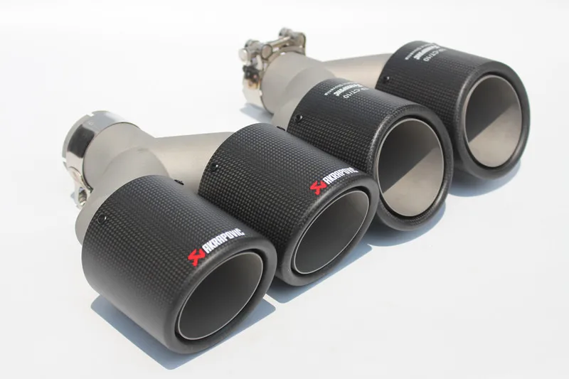 Пара Двойной нержавеющей akrapovic выхлопная насадка из углеродного волокна на входе выхлопной трубы 2," выход 3,5" Автомобильный Стайлинг глушитель наконечник