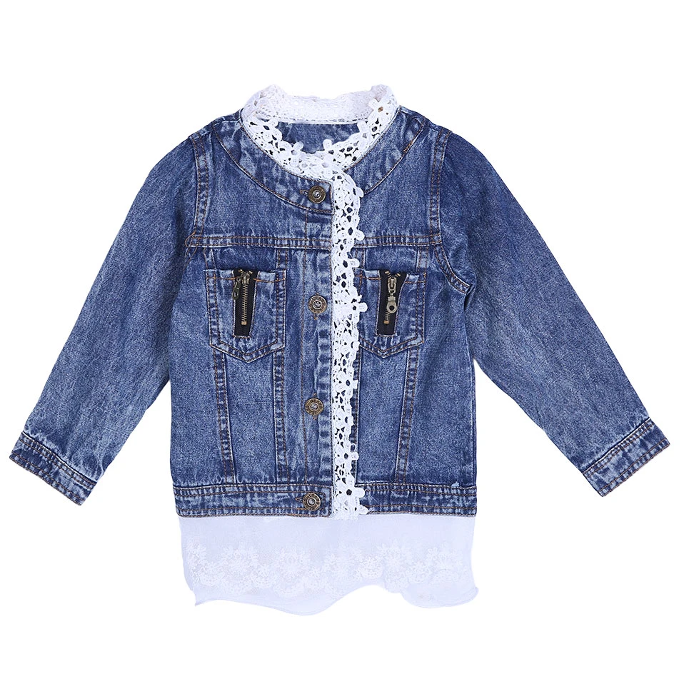 jaqueta jeans com manga de renda