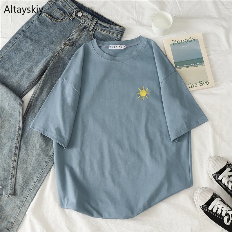 

T-shirts Women Soft Trendy Elegant All-match High-quality Korean Style Loose Leisure Daily Womens Female Lovely Simple 2019 New