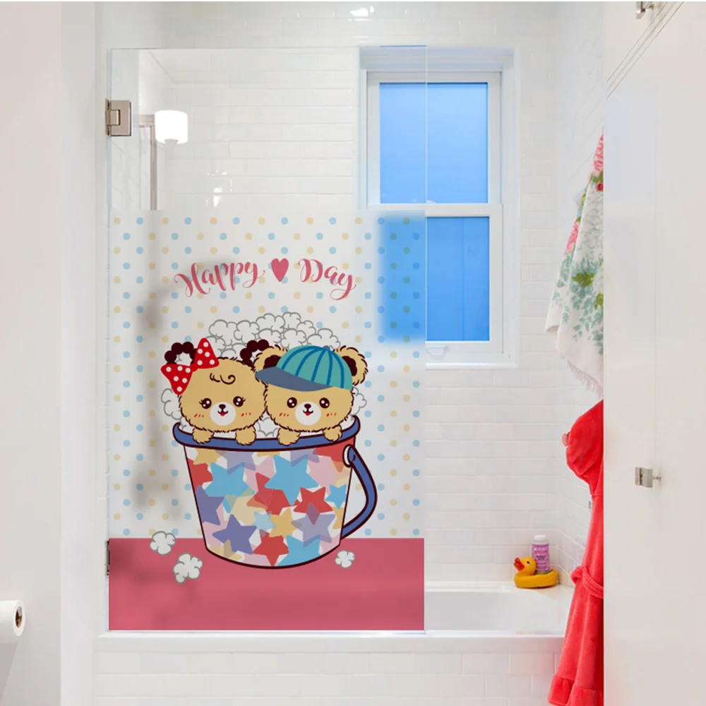 

Free Customized Stained Static Cling Window Film Frosted Privacy Glass Sticker Home Decor Digital print BLT1208 Bubble Bath