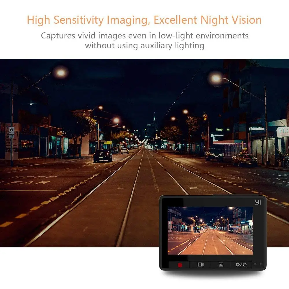  YI Compact Camera Car Recorder 1080p Full HD Cam Dash board with 2.7 inch LCD Screen 130 WDR Lens G