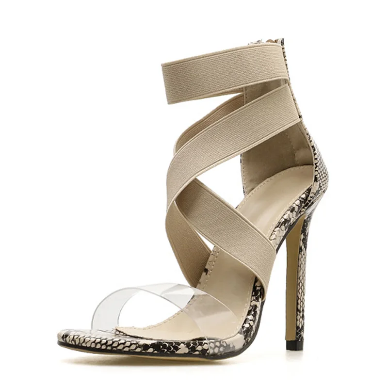 Fashion Heels Women Shoes Jelly Transparent Shoes Woman Pumps High Heels Female Shoes Sexy Sandals Cross-tied Party Shoes 35-43