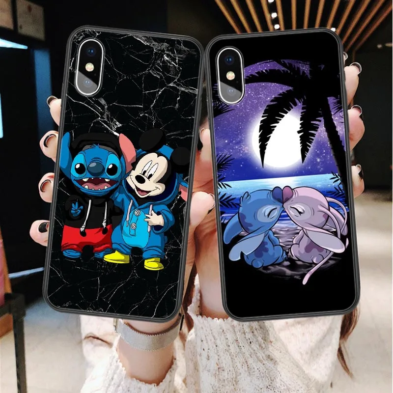 Cute cartoon Stitch Soft Phone Case For iPhones 11 Pro Max Tinkerbell Cover For iPhones X 6 6S 7 8 Plus XS MAX XR Coque