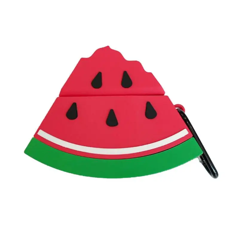 

Watermelon Pattern Soft Silicone Protective Cover Shockproof Case Skin with Carabiner for Airpods 1/2 Charging Box Accessories