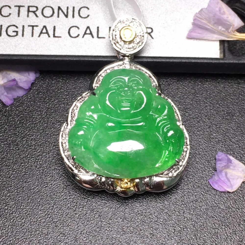 

501 Fine Jewelry Real Pure 18 K White Gold Jewelry Natural Burmes Jade Gemstones Jadite Pendant Necklace Pendants Necklaces