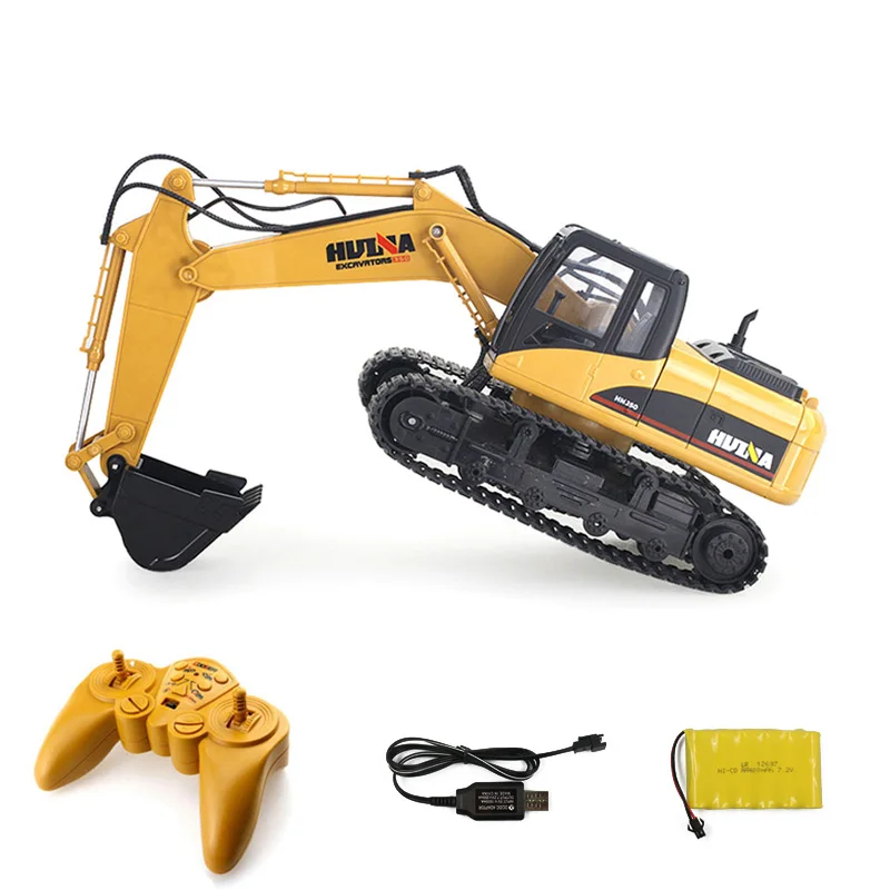 Huina 2.4G 1/14 RC Excavator Truck Track 15CH Charging Alloy RTR Shovel Car Kids Toys Construction Engineering Vehicle Boys Gift 3