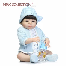 NPKCOLLECTION Soft Silicone Reborn Dolls Baby Realistic Doll Reborn 22Inch Full Vinyl Boneca BeBe Reborn Doll