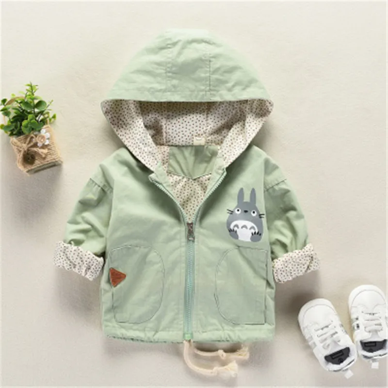 Baby Girls Totoro jacket Cute bear Cartoon Hooded Coat Baby Boys Totoro Outerwear Baby sport Jackets Toddler kids clothing - Цвет: Армейский зеленый