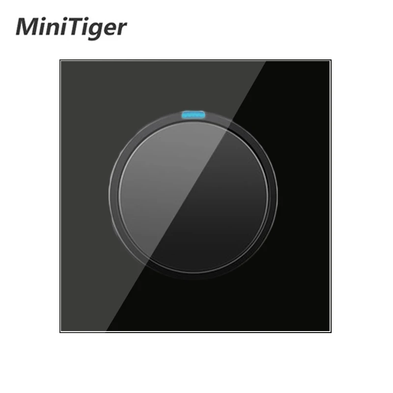 

Minitiger 1 Gang 1 Way Random Click On / Off Wall Light Switch With LED Indicator Knight Black Crystal Tempered Glass Panel