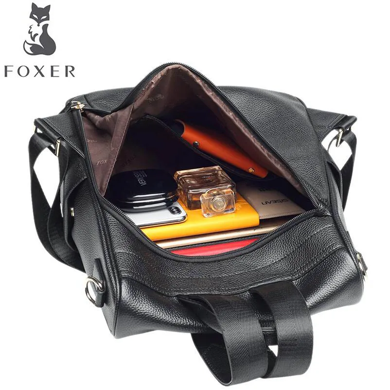Женский рюкзак FOXER из натуральной кожи вместительный для повседневной носки